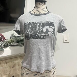 Brandy Melville Grey Radio Silence Baby Tee